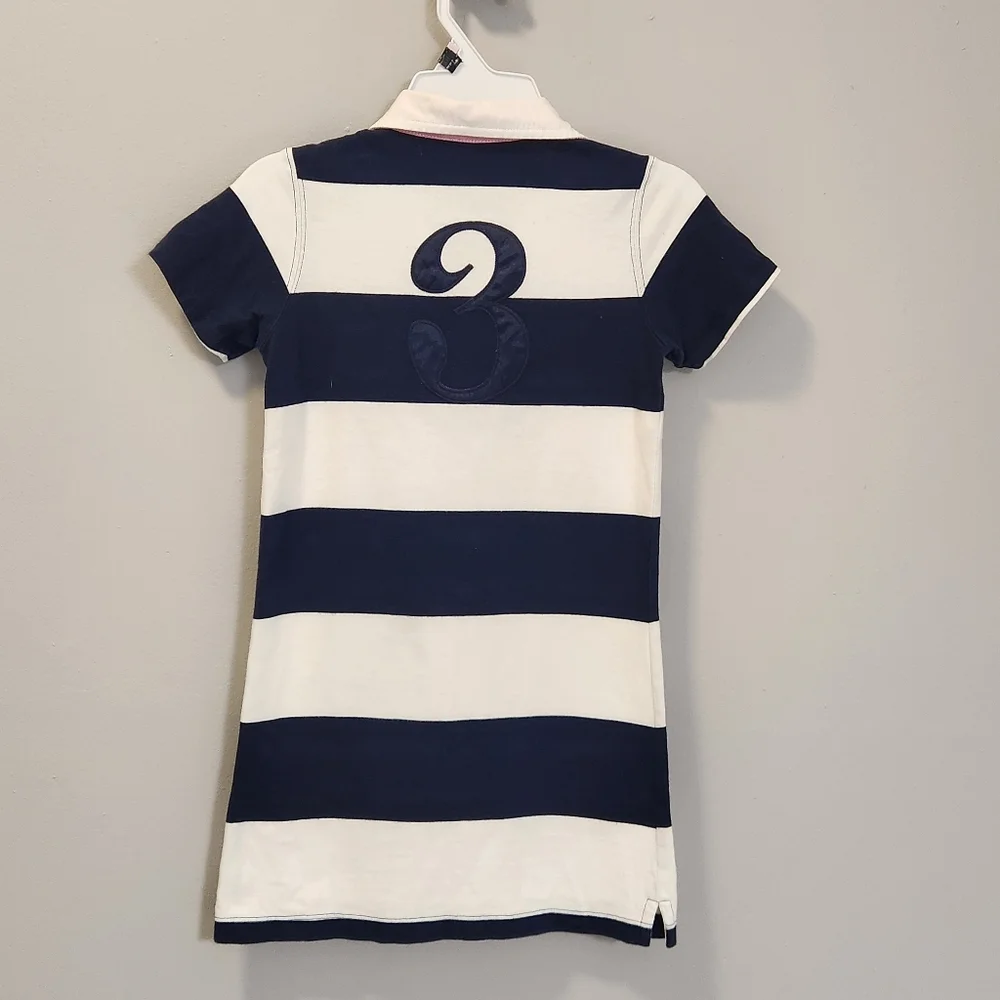 Ralph Lauren Navy and White Striped Polo Dress with Crest